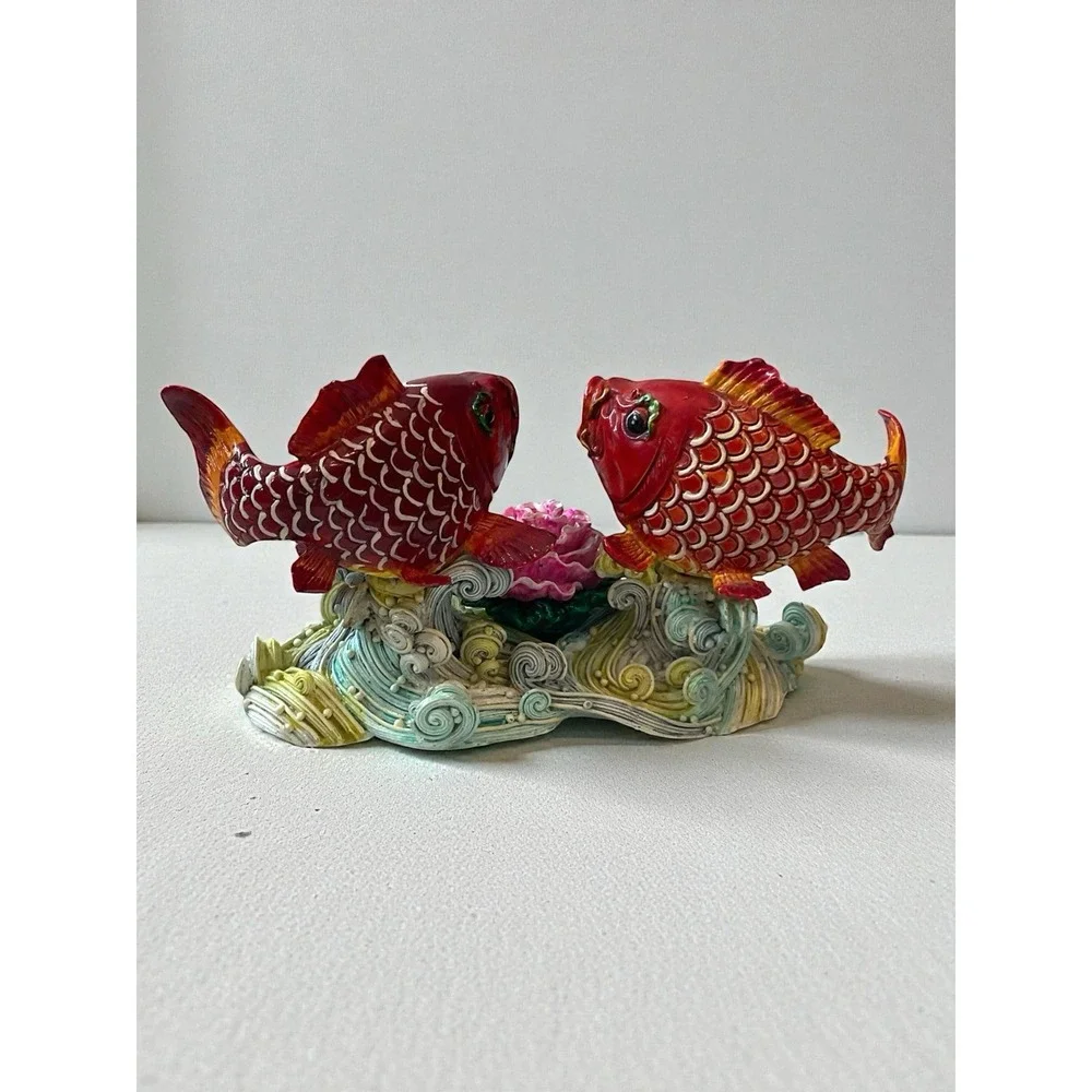 Vintage Koi Fish Lucky Charm Figurines‎ Feng Shui Shelf Decor Statue